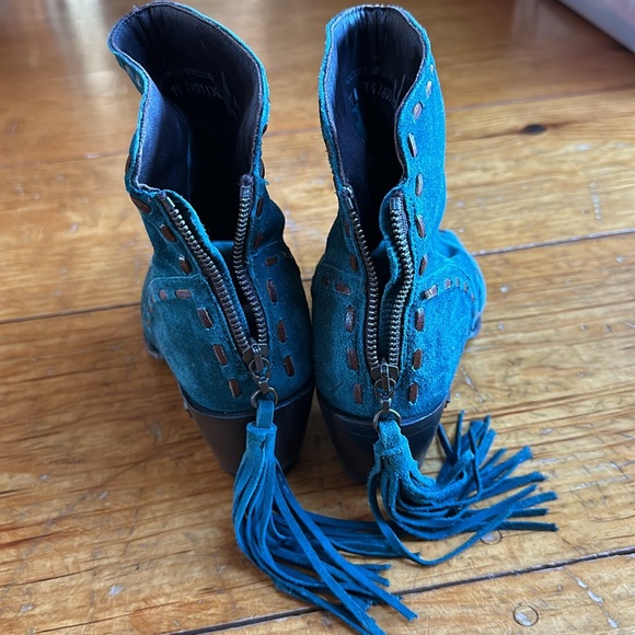 Lane open toe teal Western boots - Picture 4 of 10